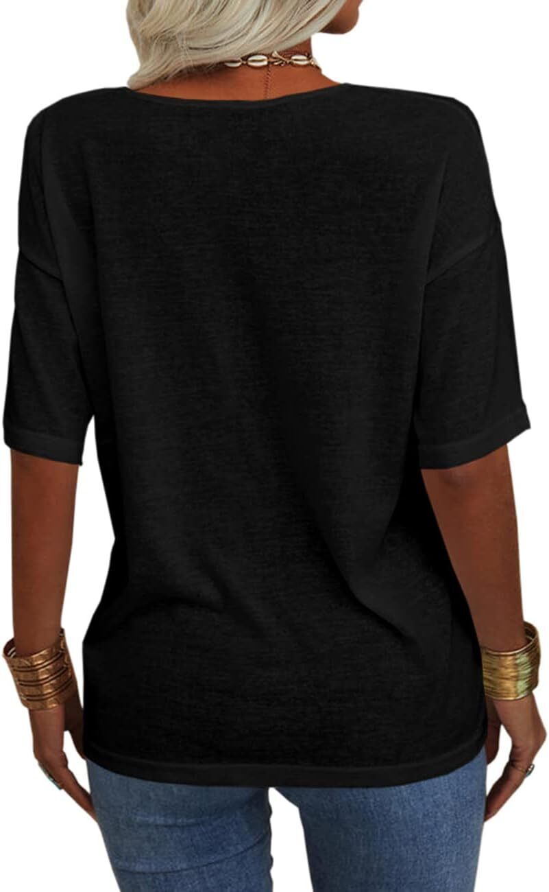 Summer Casual Half Sleeve T-shirt Basic Tops Solid Color 07f8