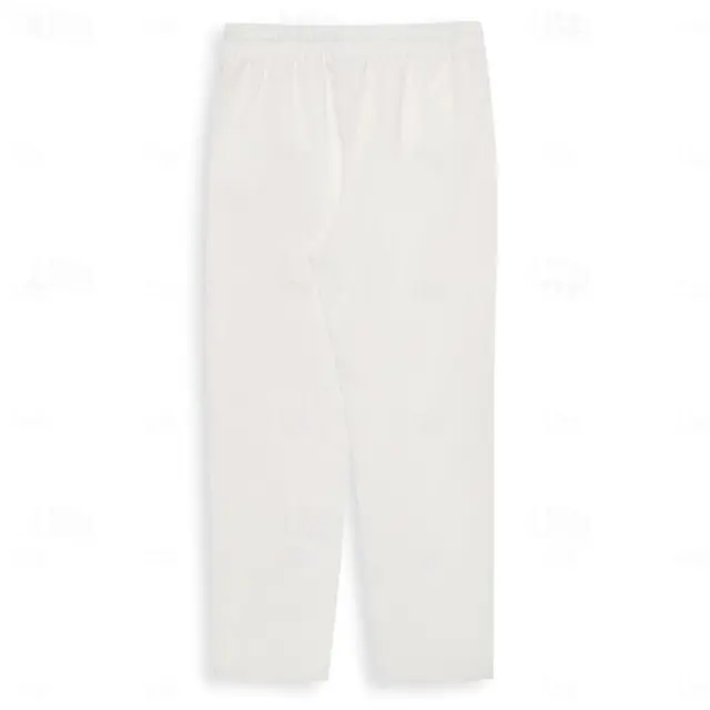 4 PACK-Men's Linen Pants Trousers Summer Pants Beach Pants Drawstring Elastic Waist Plain Comfort Breathable Full Length Daily Beach Fashion Simple Black White