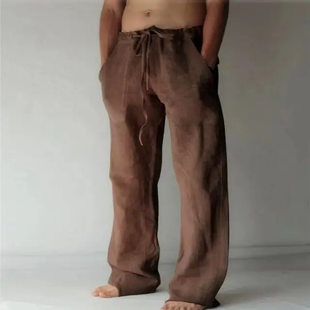 12 PACK-Men's Trousers Summer Pants Baggy Pants Beach Pants Casual Pants Drawstring Front Pocket Straight Leg Plain Comfort Soft Full Length Yoga Holiday Beach 100% Cotton Fashion Hawaiian Black White