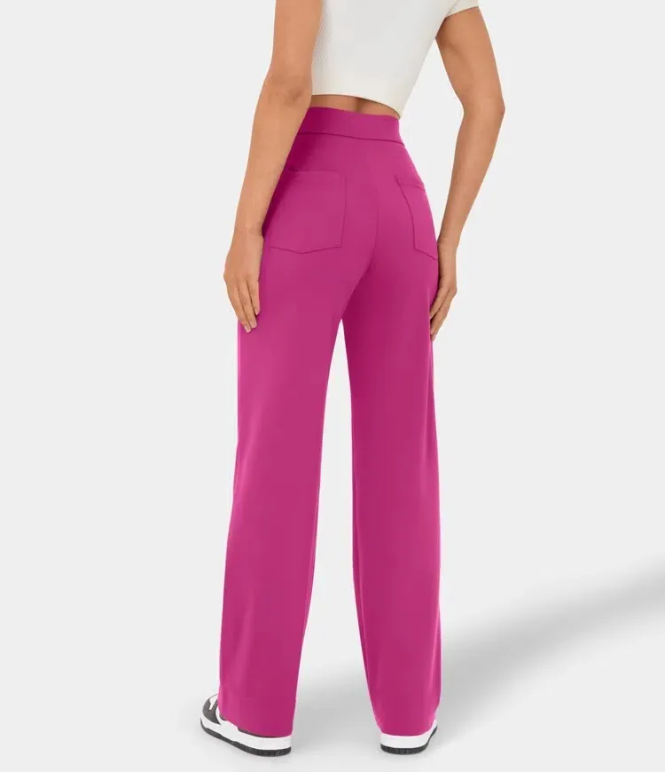 💖Today’s Promotion💐High Waisted Button Multiple Pockets Straight Leg Casual Pants