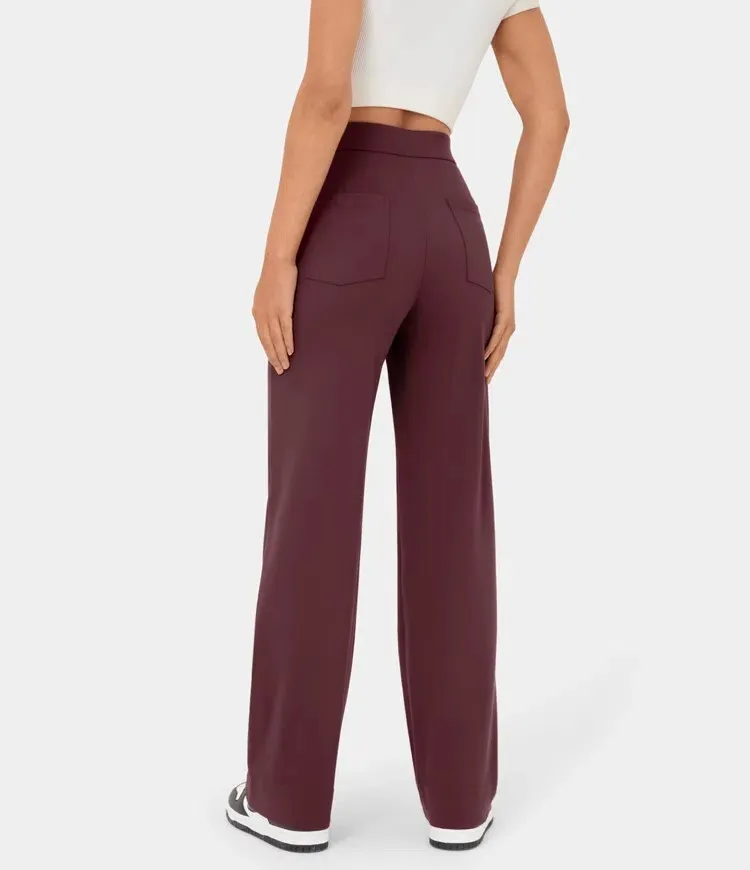 💖Today’s Promotion💐High Waisted Button Multiple Pockets Straight Leg Casual Pants