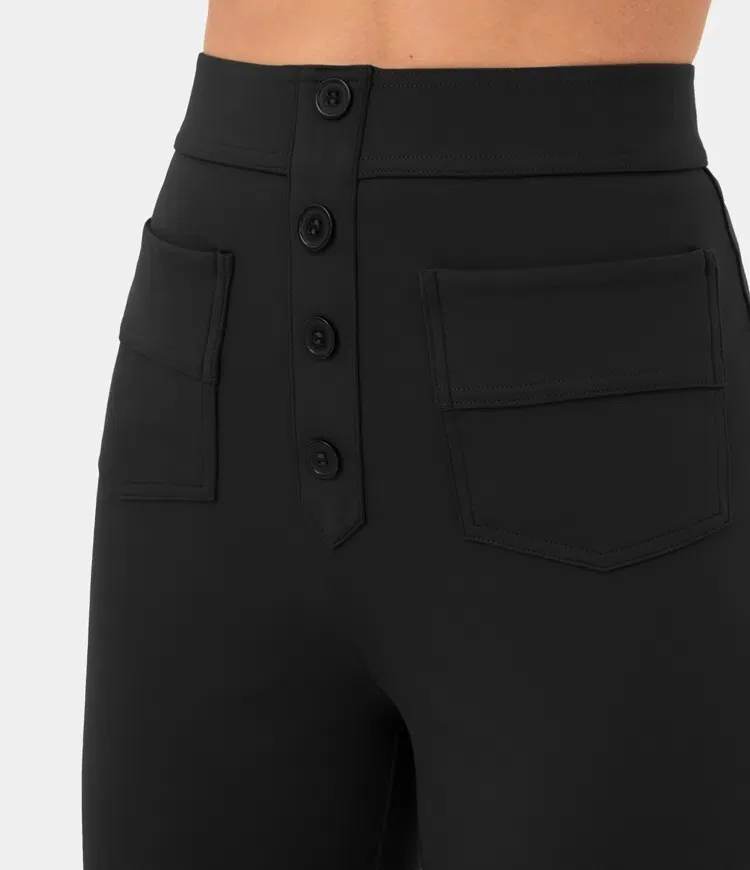 💖Today’s Promotion💐High Waisted Button Multiple Pockets Straight Leg Casual Pants