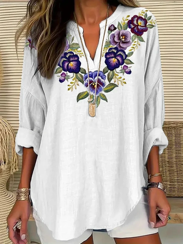 Women's Alzheimer's Purple Floral Casual Shirt 4fe4