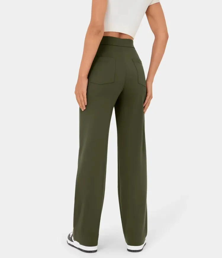 💖Today’s Promotion💐High Waisted Button Multiple Pockets Straight Leg Casual Pants