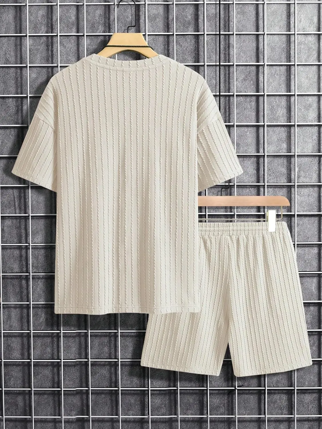 7 Pack-Men's 2 Piece Outfits Short Sleeve Crewneck Summer T Shirt and Drawstring Casual Track Shorts Set