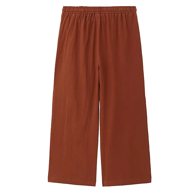 12 PACK-Men's Trousers Summer Pants Baggy Pants Beach Pants Casual Pants Drawstring Front Pocket Straight Leg Plain Comfort Soft Full Length Yoga Holiday Beach 100% Cotton Fashion Hawaiian Black White