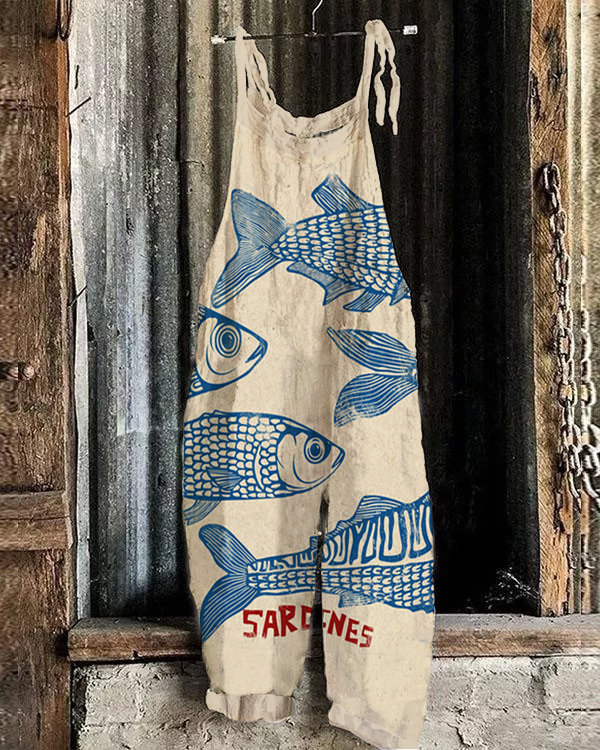 Sardine Japanese Art Linen Blend Jumpsuit ce71