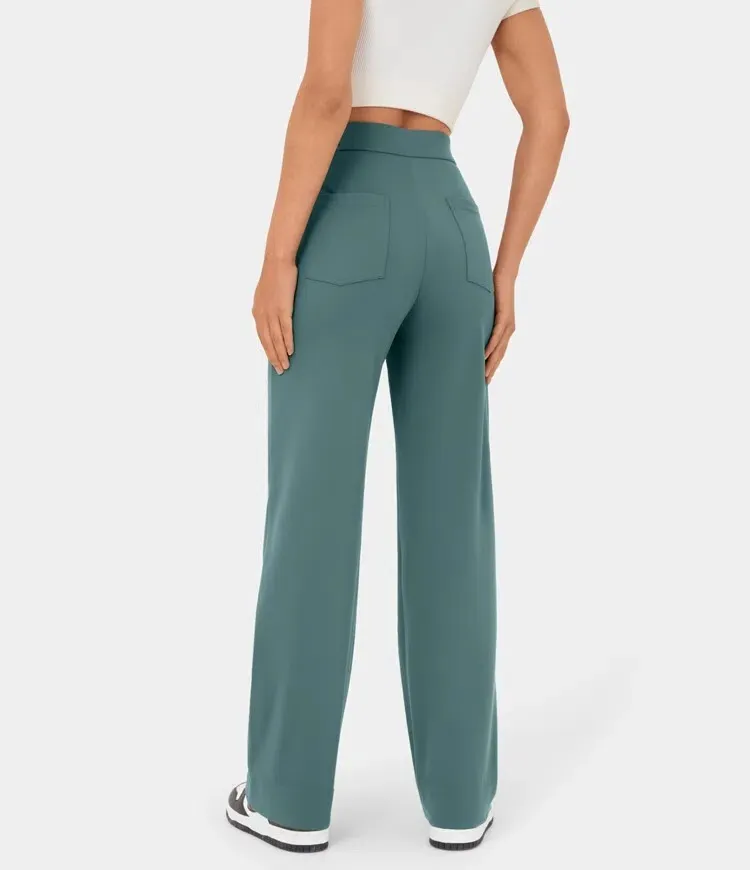 💖Today’s Promotion💐High Waisted Button Multiple Pockets Straight Leg Casual Pants