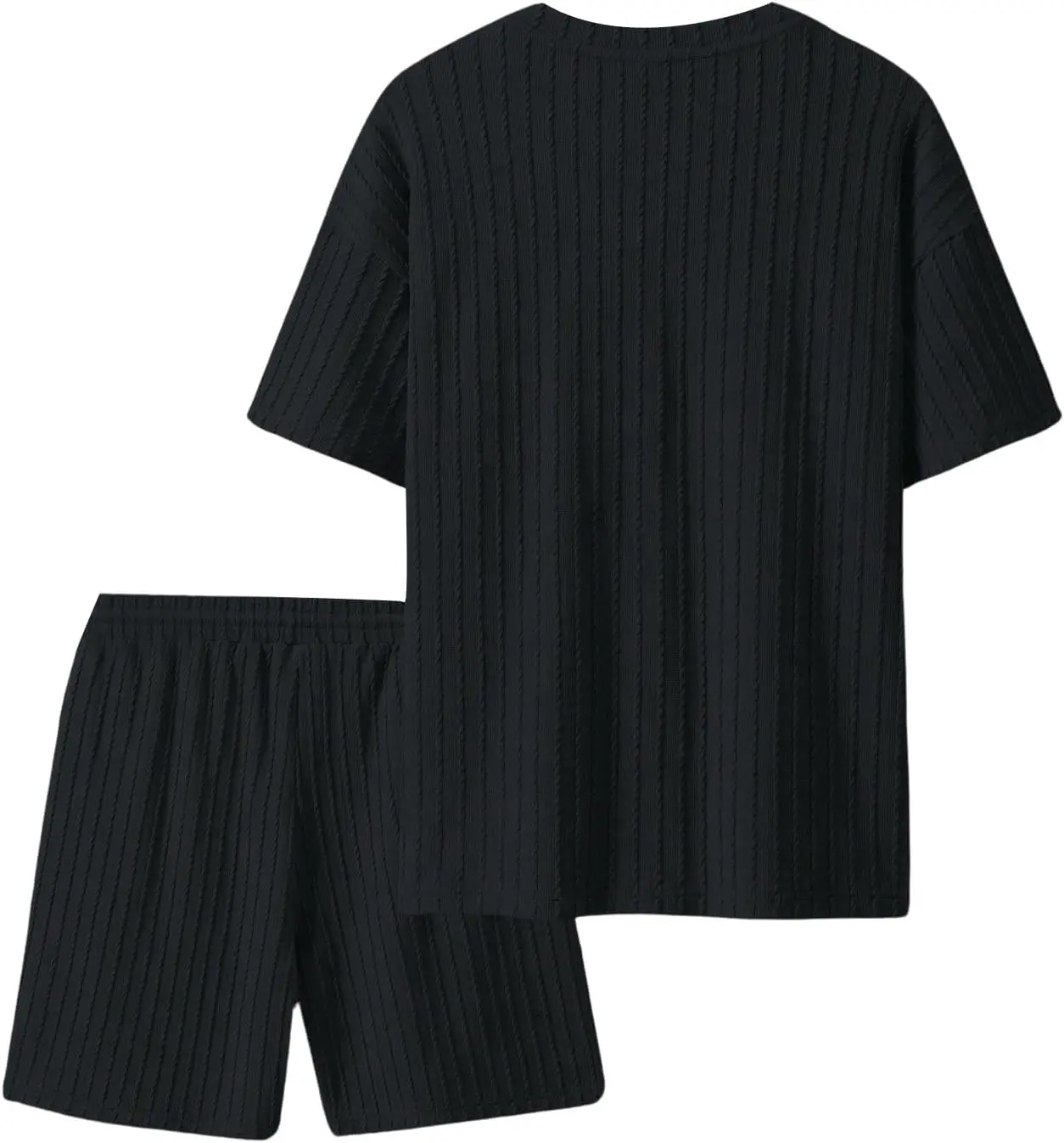 7 Pack-Men's 2 Piece Outfits Short Sleeve Crewneck Summer T Shirt and Drawstring Casual Track Shorts Set