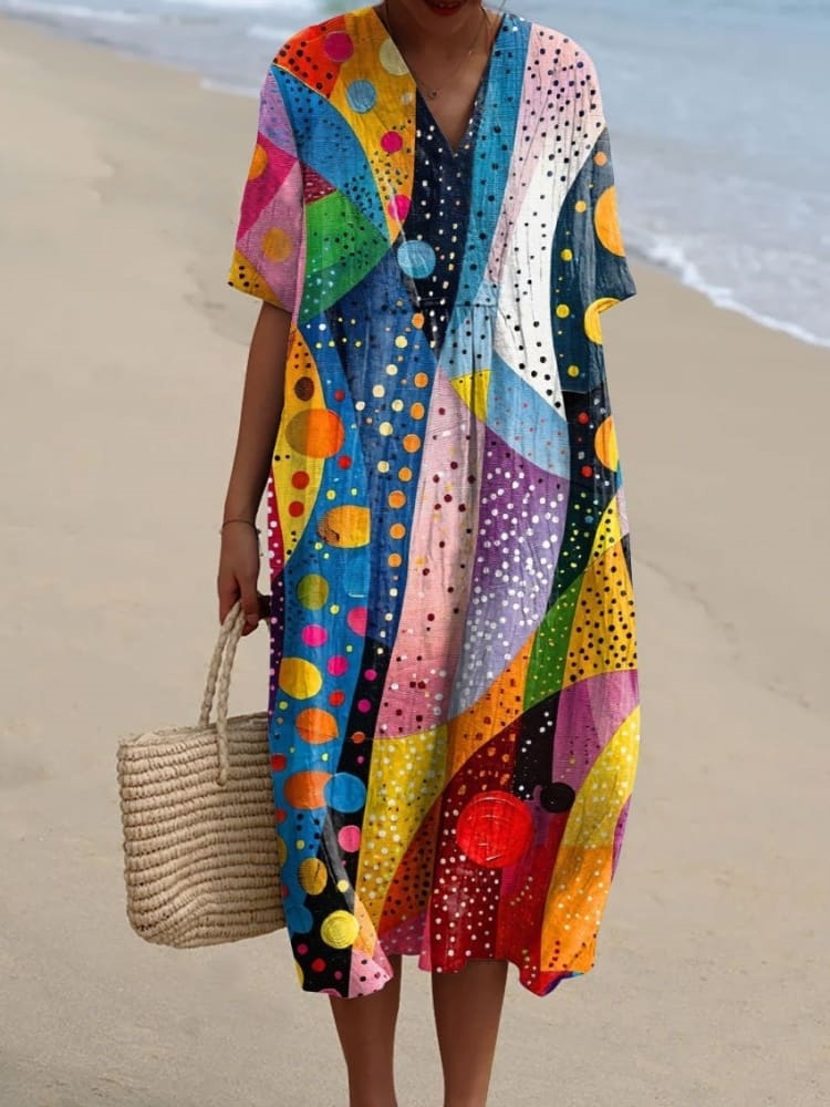 Women's Colorful Art Print Casual Dress 4bf5