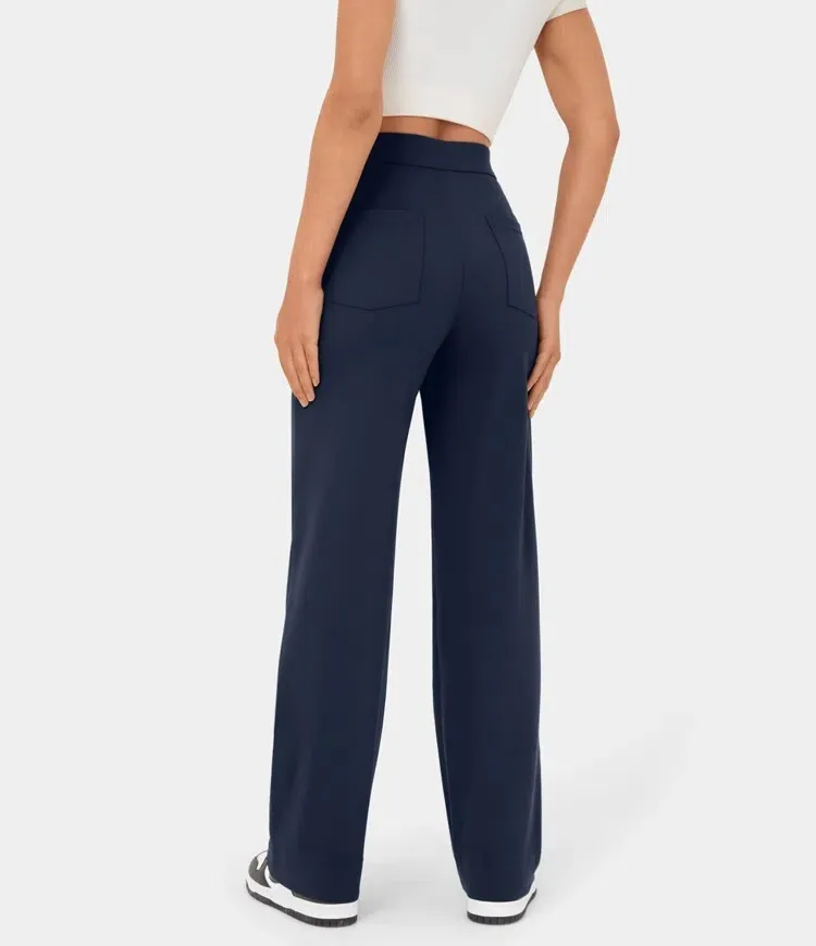 💖Today’s Promotion💐High Waisted Button Multiple Pockets Straight Leg Casual Pants